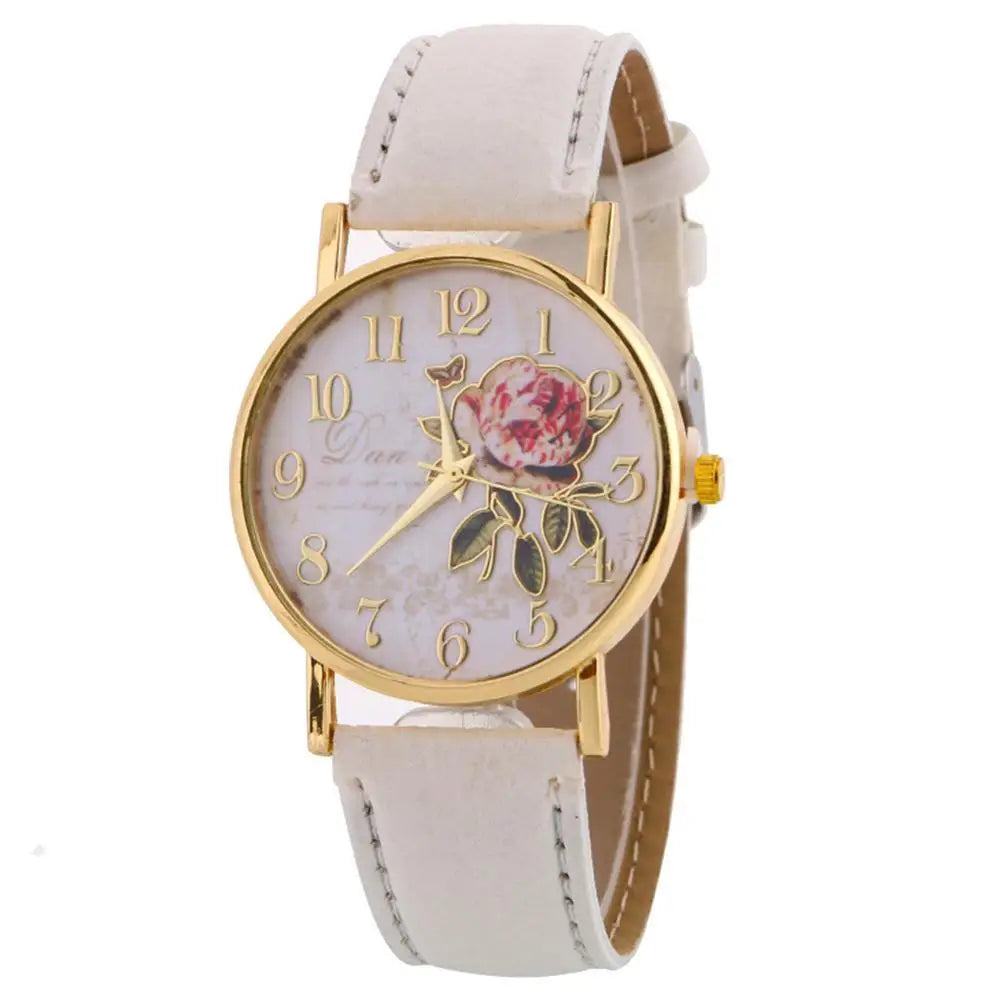 Rose Flower Round Elegant Watch