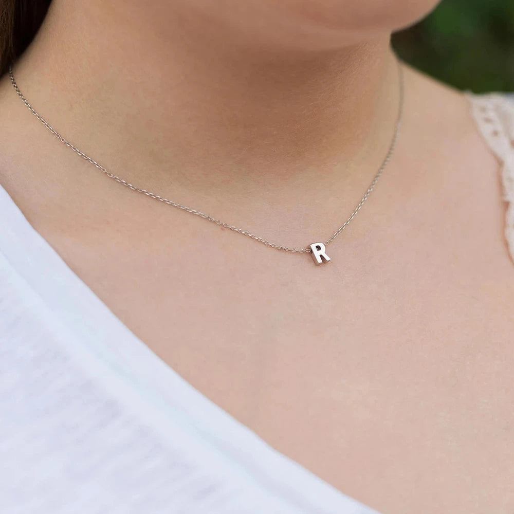 Tiny Initial Cut Letters Necklace