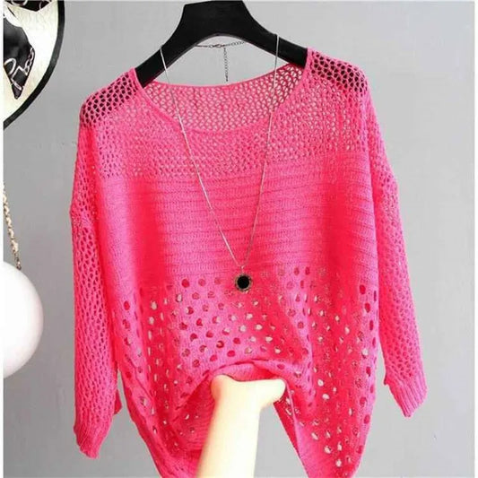 Mesh Thin Knitted Pullover Loose Summer Sweater