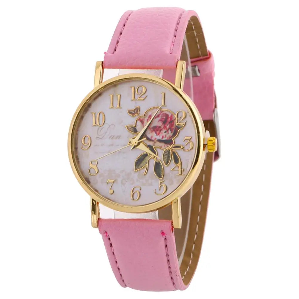 Rose Flower Round Elegant Watch