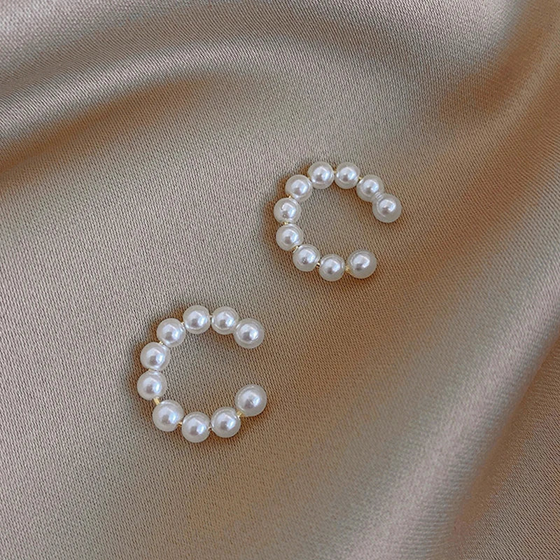 Pearl Ear Cuff Clip Non-Piercing Bone C-shaped Earrings