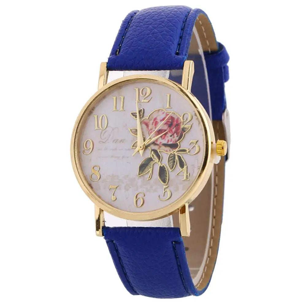 Rose Flower Round Elegant Watch