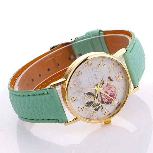 Rose Flower Round Elegant Watch