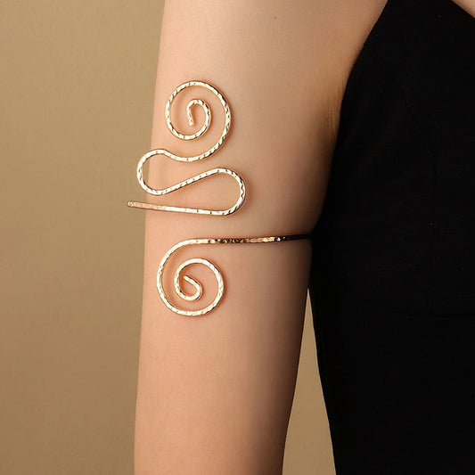 Butterfly Leaf Charm Upper Arm Geometric Pattern Retro Cuff Bangle Body Bracelets