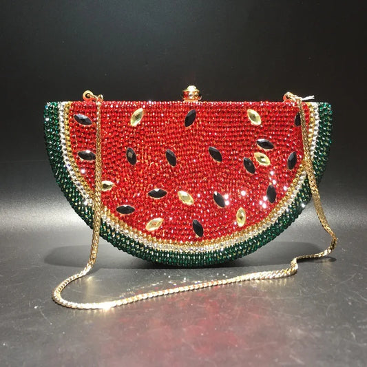 Watermelon Crystal Diamond Evening Rhinestone Clutch Wallet Bridal Wedding Purse Women Bags