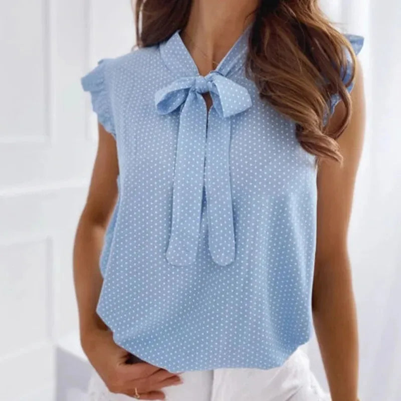 Elegant Ruffles Sleeveless Casual Blouse