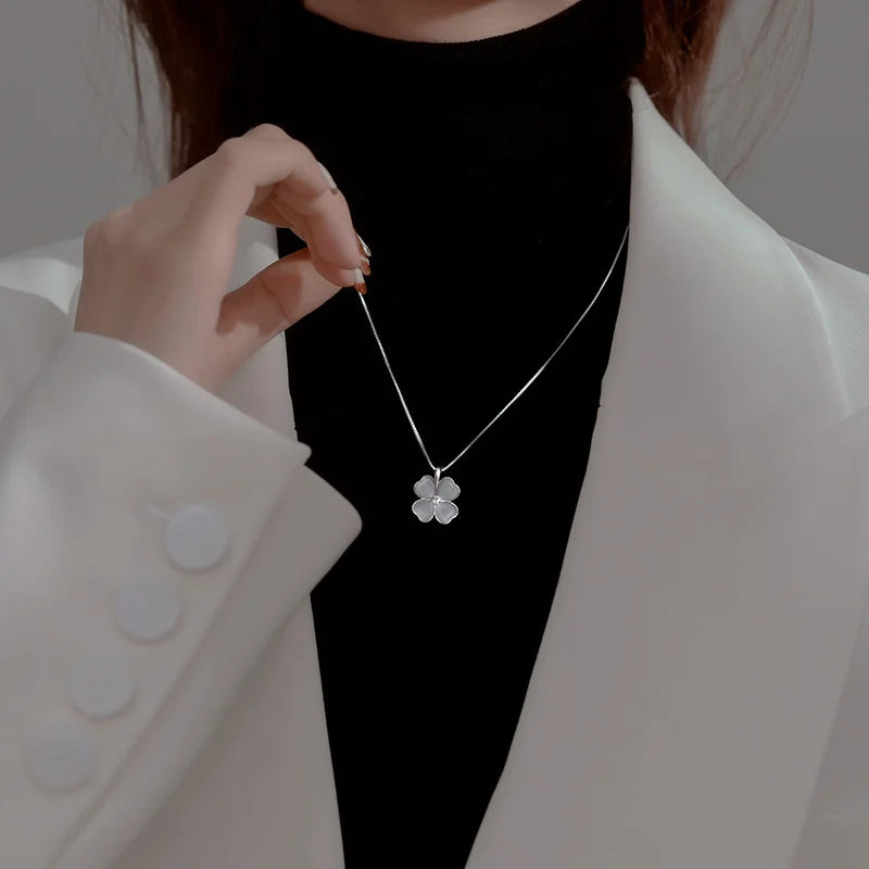 Enamel Clover Pendant Necklace