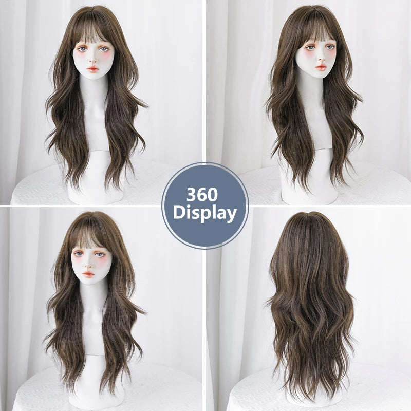 Loose Body Wavy Brown Hair Wigs Women Hairstyle