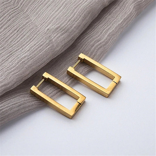 Geometric Rectangular metal Hoop  Earrings