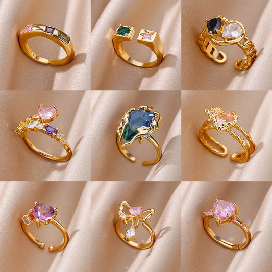 Zircon Flame Drop Rings