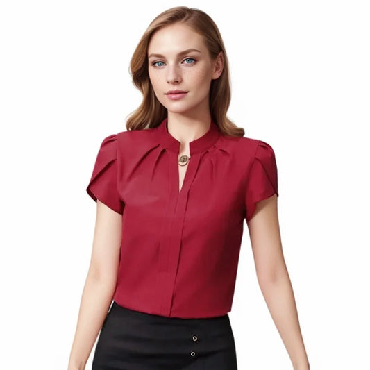 Short Sleeve Fashion Leisure Chiffon Bottom Shirt