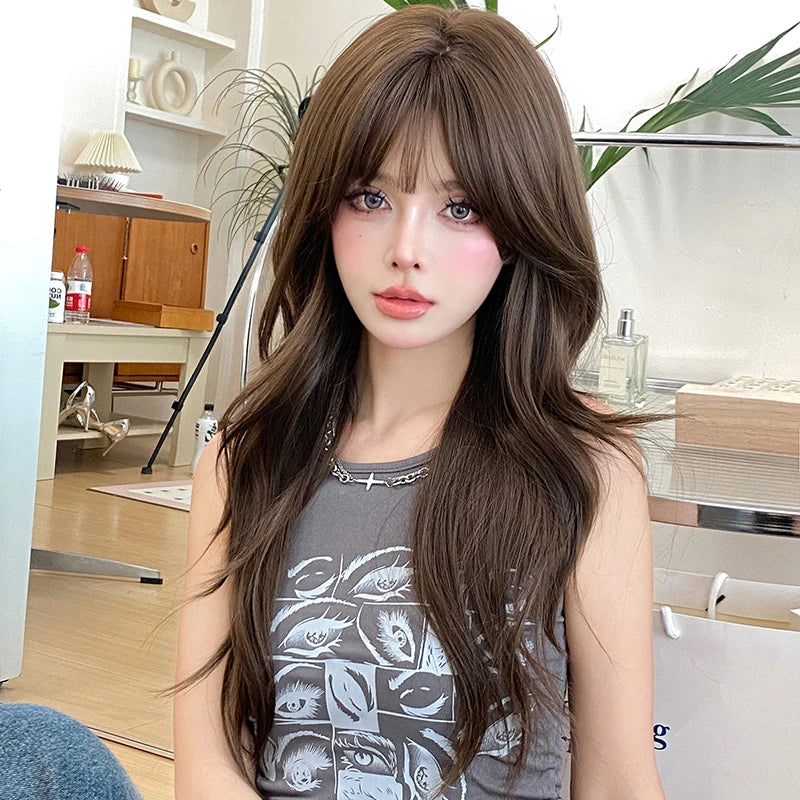 Loose Body Wavy Brown Hair Wigs Women Hairstyle