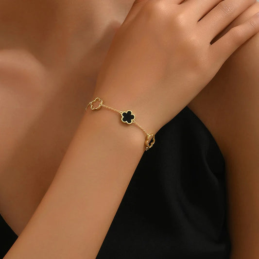 Gold Bracelet Reversible Cinquefoil Flower