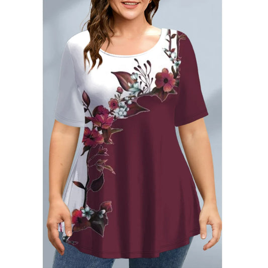 Spring Clothing Floral Graphic O-Neck Short Sleeve Women T-Shirt