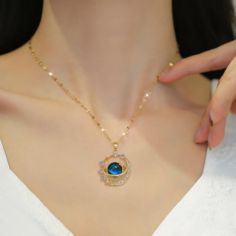 Exquisite Starry Sky Planet Light Temperament Gorgeous Necklace