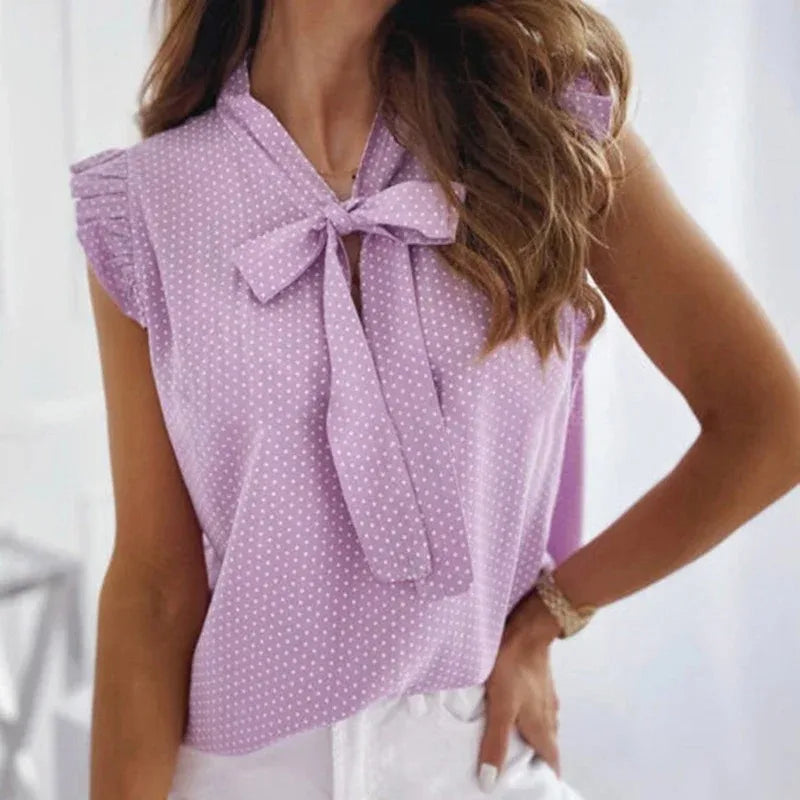 Elegant Ruffles Sleeveless Casual Blouse