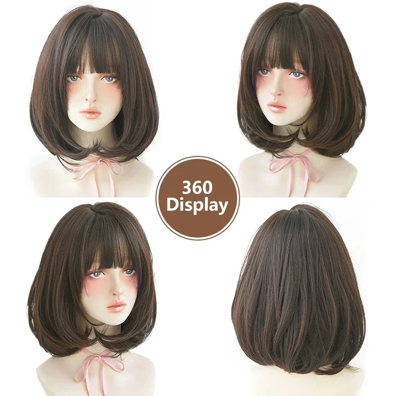 Short Straight Chocolate Bob Wig for Women Hairstyle