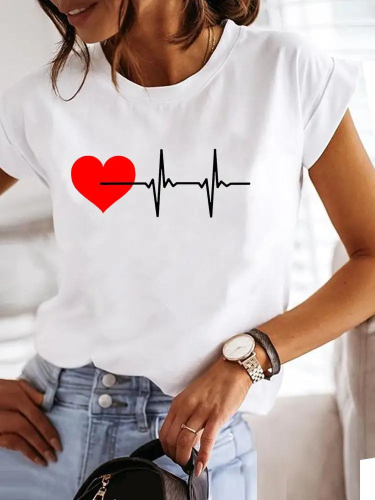 Love Style Cute Short Sleeve Summer Women T Shirt