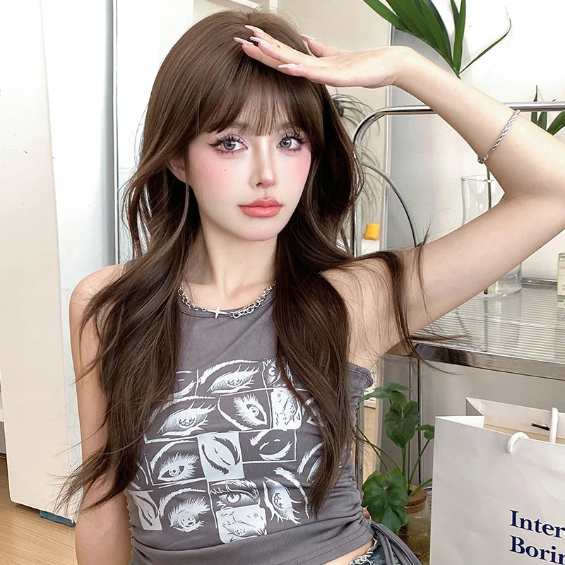 Loose Body Wavy Brown Hair Wigs Women Hairstyle