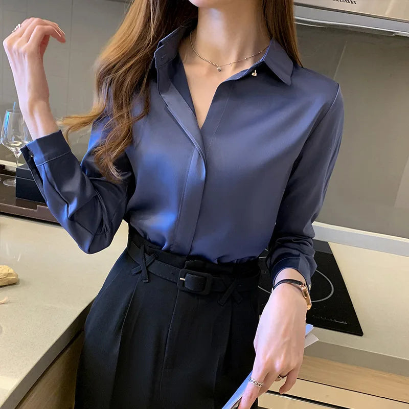 Satin Long Sleeve Bottom Shirt