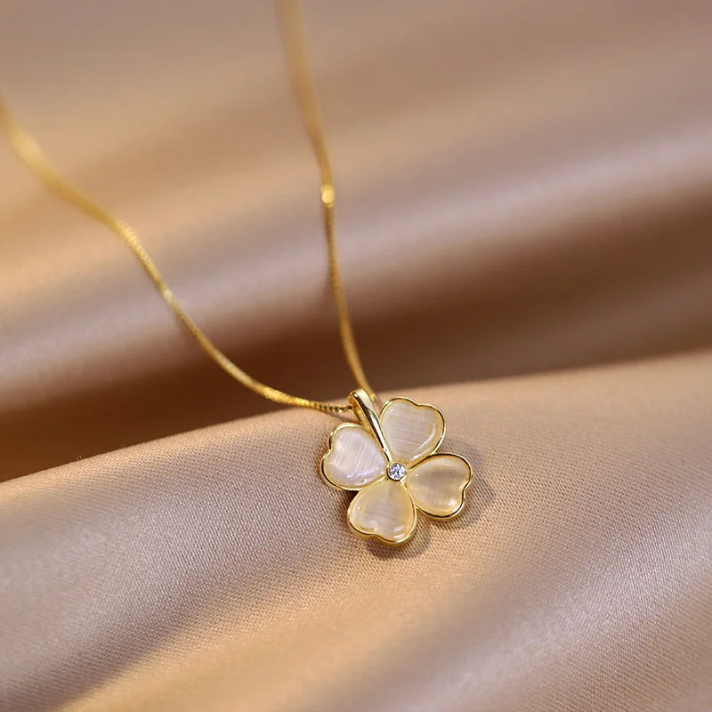 Enamel Clover Pendant Necklace