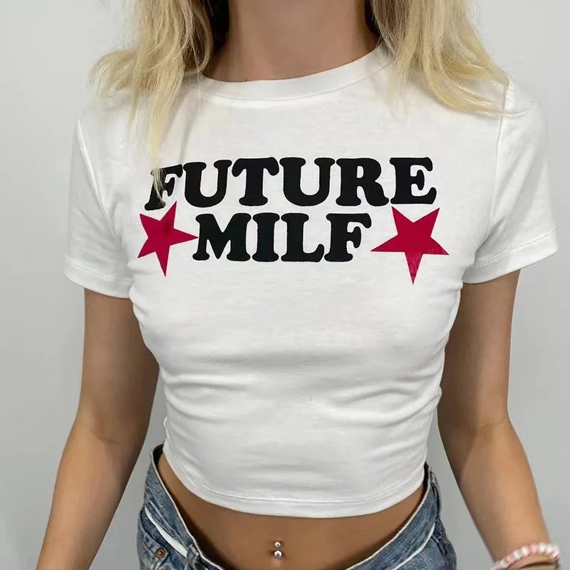 Fashion Casual Crop Top Summer Women T-shirt