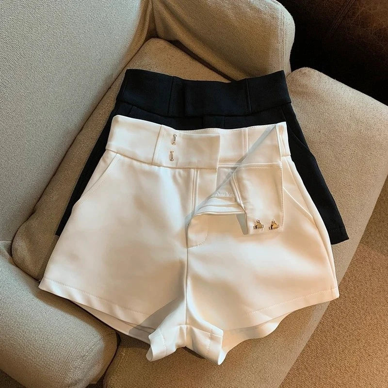 Streetwear Elegant High Waist A Line Wide Leg Women Short