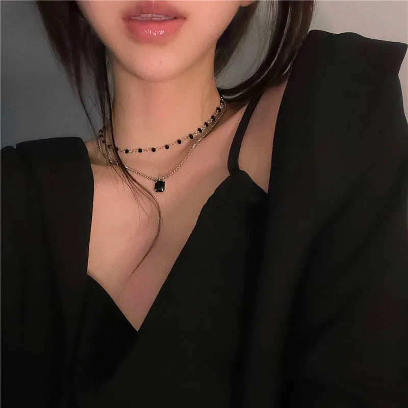 Choker Double Layer Beads Necklace