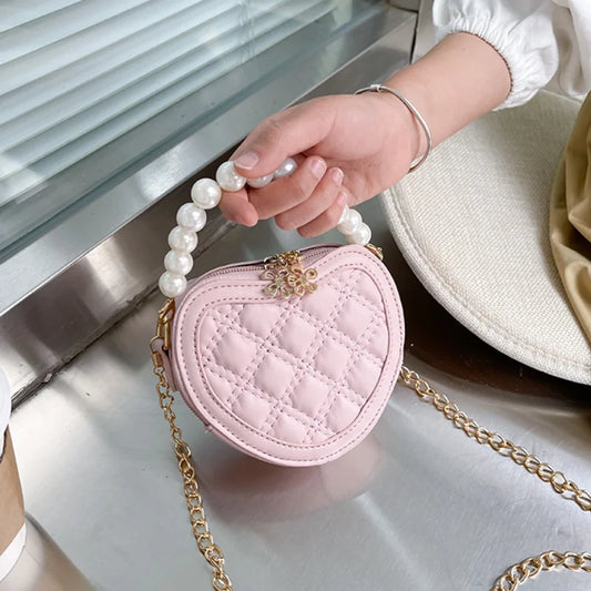 Handle Mini Handbags Cute Heart-shaped Crossbody Children's Bags