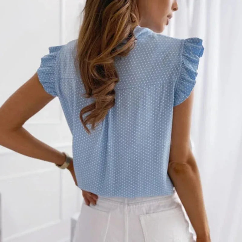 Elegant Ruffles Sleeveless Casual Blouse