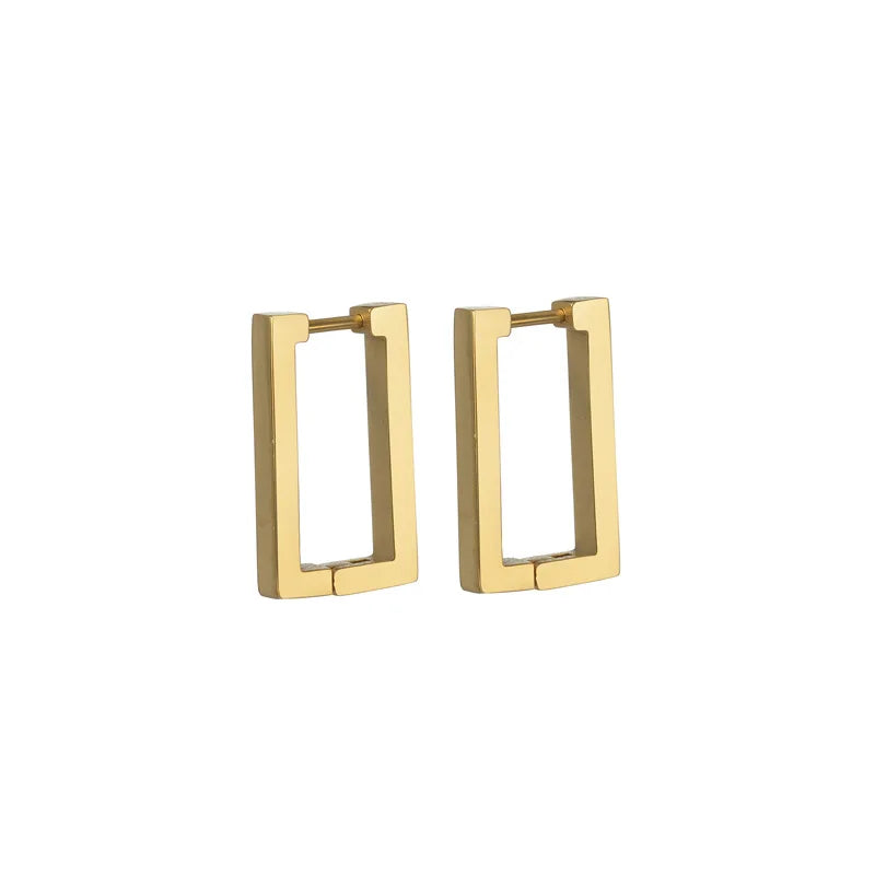 Geometric Rectangular metal Hoop  Earrings