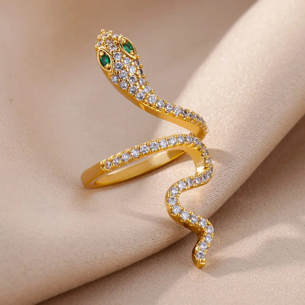 Snake Open Adjustable Zircon Ring