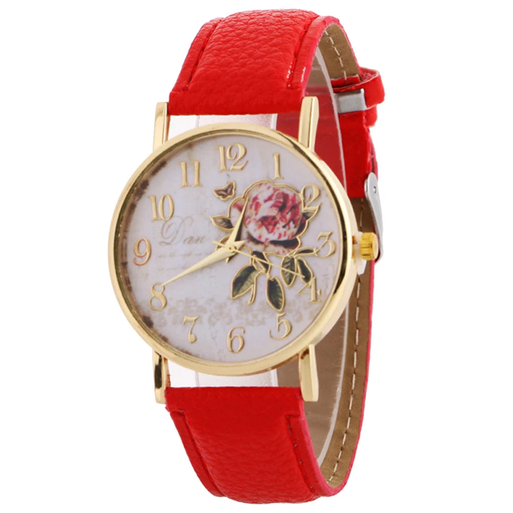 Rose Flower Round Elegant Watch