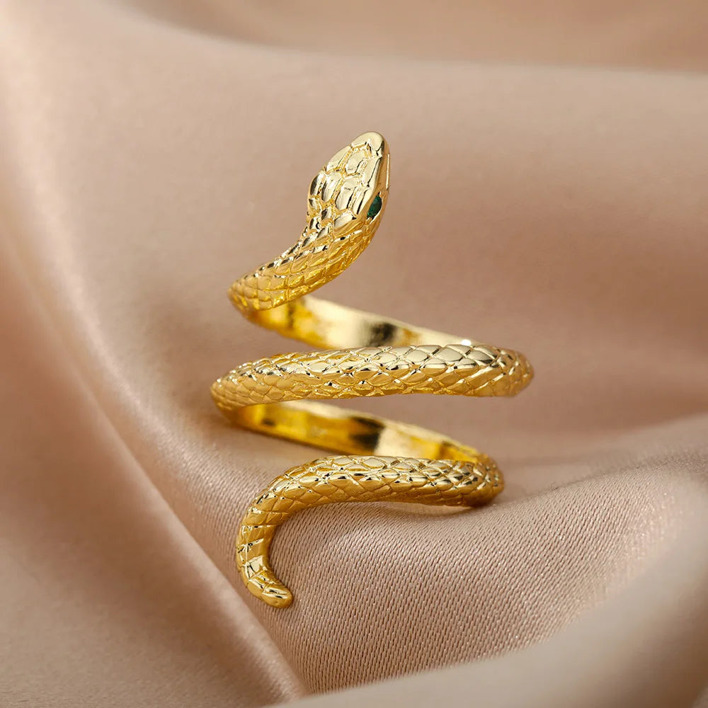 Snake Open Adjustable Zircon Ring