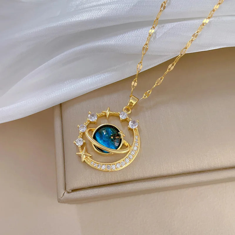 Exquisite Starry Sky Planet Light Temperament Gorgeous Necklace